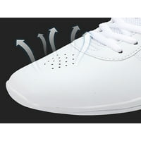 Eloshman Boys Anti-Slip Cound Toe Cheer Shoes Training Comfort Dancing Snacher Stheker Disheably Lace Up Мажоретна обувка бяла 8.5