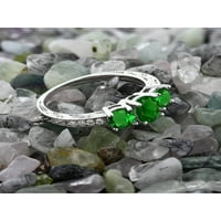 2. CT овално зелено симулиран изумруден сребърен пръстен