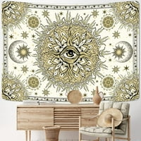 Nosbei Bohemian Mandala Tapestry Indian Hippie Hippy Tapestry Yellow Boho Tainsties Psychedelic Eyes Tapestry Burning Sun Moon Tapestry Walling for Room