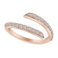 0. Карат кръгла форма Уайт естествен диамант Модна сватбена лента пръстен в 14K розов златен пръстен Размер-13.5