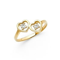 Солидна 14k жълто злато сърце кубична циркония CZ модна годишнина с размер на пръстена 12
