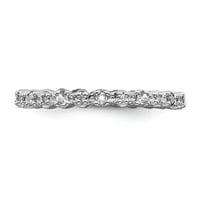 Сребърен сребърен изрази, бели топаз и диамантен пръстен размер: 7; за възрастни и тийнейджъри; За жени и мъже