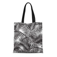 Платно тотална чанта бяла модерна черни тропически палми Неутрални прости многократни чанти за чанта за рамо раменни чанти за пазаруване