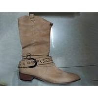 Lacyhop жени ходене комфорт Издърпайте обувки Неплъзгащи се насочени пръсти Vintage Boot Небрежно широки ботуши за каране на телета Khaki 4.5