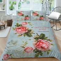 Ретро Цветя за боядисване на корицата на корицата с възглавница домашно легло комплекти утешителни корици, kingb