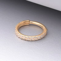 Титан на имплантат титан златен двоен облицовани скъпоценни камъни безпроблемен кликер обръч пръстен-чист скъпоценен камък