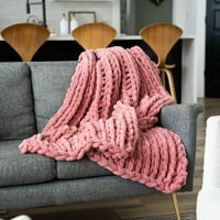 Chunky Knit Bendle Cuttercream - Бежово луксозно одеяло за Ченил за декор на ферма; Boho Decor Throwing одеяло за есенния декор; Стегнато сплетено плътно хвърляне на кабел за дивана или легло