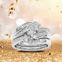 Жени пръстен на пръстена Изявление Небрежно съвместно пръстен Аксесоари Просверие кръг Диамантен сватбена лента годишнина подаръчни аксесоари за пръстени Размер 5