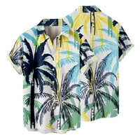 Мъжки рокли ризи мъже хавайски ежедневни летни ризи с къс ръкав отпечатани годни плажни копчета надолу ризи с джоб