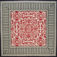 Мароканска печат памучна салфетка 17 17 черно и червено