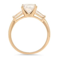 2. CT кръгло рязане истински култивиран диамант Si1-Si J-k 18K Жълто злато тристонено обещание за сватба Дизайнерски дизайнер Дизайнер на кристални странични камъни размер 3.5