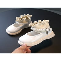Колиша деца Мери Джейн Магическа лента плоски меки подметка патентна кожа обувки Училище за комфорт танцови обувки принцеси хляби бежови 9c