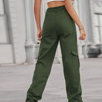 Цетрио дънки за жени- модни ежедневни твърди цип джобове бутон армия зелени жени дълги панталони размер xl