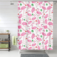 Комплект за завеси за душ фламинго с куки, забавни вани за баня декор лесна грижа машина миеща се трайна полиестерна тъкан