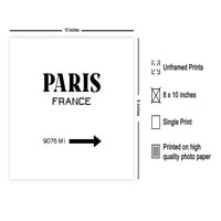 Париж Плакат - Печат на Франция - Париж Франция Арт - Шикочен подарък за него, нейният, френски, любител на пътуванията - типографски декор за дома, офис, хол - безкрайно стеново изкуство