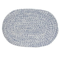 Leslie Country Blue & White Area Rug Oval 3 '5' Oval
