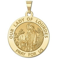 Picturesongold.com Дева Мария от Лурд Религиозен медал Колие висулки Възрастни- в 14K жълто злато