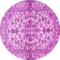 Ahgly Company Indoor Round Medallion Pink Traditional Area Rugs, 8 'Round