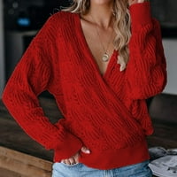 Жените падат пуловери за жени горещ клирънс разрешение дами модни плетени твърди цветове с дълъг ръкав кухи пуловер отгоре