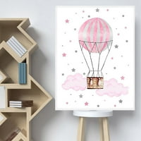 Прекрасен горещ балон Звезден облачен плакат Плат за рисуване на детска стая спалня декор за стена