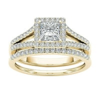 Двойка пръстена класически златни пръстени, инкрустирани бижута с циркон