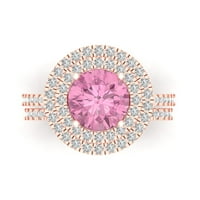 2. CT Brilliant Round Cut симулиран розов диамант 18K розово злато халя
