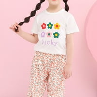 Лятна нова тениска кръгла врата Сладка цветна щампа с къс ръкав отгоре дъна момиче бебе памук тениски върхове за тийнейджърки момичета