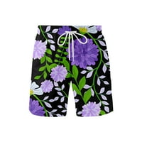 Kingque Floral Print Shorts Мъжки, хавайски плаж шорти ежедневни цветни еластични талия на талия
