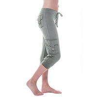 Njoeus дамски тренировъчни къси панталони йога каприс гамаши жени ежедневни еластични талии за джогинг фитнес капризи панталони подрязани панталони джобове xs-5xl