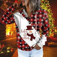 Odeerbi Коледни суичъри за жени Суичър с качулка мода O-Neck с дълъг ръкав есенна тениска Коледна печат блуза върхове
