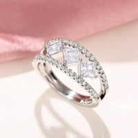 Кухи хребени пръстени Геометрична форма Rhinestone Ring Line Намотка пръстен Минималистичен пръстен женски модели сребро 10