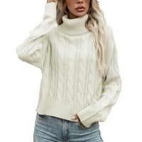 Zrbywb жени винтидж ежедневни пуловери жени модни разхлабени висококачествени сгуени твърди плъзгащи се тесто twist пуловер пуловер палто