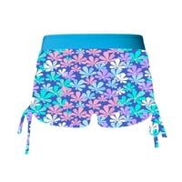 Iefiel Момичета печат плувни къси панталони Странични теглене Boyshorts Tankini Bottoms for Beach Boog Swimming Blue 16