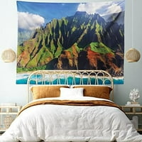 Въздушна гледка към Na Pali Kauai Hawaii Mountain Cliff Sea Scenic Photo, стена, окачена за спалня за спалня за общежитие, 60 80