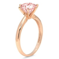 3. CT Brilliant Round Cut симулиран розов диамант 14K Rose Gold Politaire Ring SZ 7