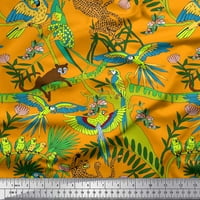 Soimoi Satin Silk Fabric клони, папагал и леопард джунгла печат за шиене на двора широк двор