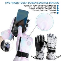 Ръкавици ръкавици зимни топли ски ръкавици сноуборд водоустойчив сензорен екран с джоб с цип за мъже жени бели + xl