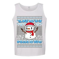 Дива Боби, снежен Malone Snowman Face Tatoo Parody Ugly Christmas пуловер мъже Графичен резервоар Топ, бял, 3x-голям