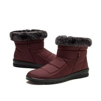 Жени леки средни телешки обувки солидни зимни топли обувки студено време плюшена подплата червено 6.5