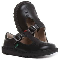 Kickers Kick t i Core Kid's T-Bar Leather School обувки в черен размер 9.5