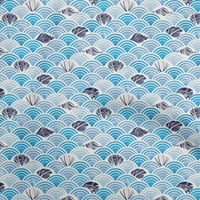 Oneoone памучна фланелка Средно синя тъкан морски черупки океански рокля Материал за печат от печат на двора