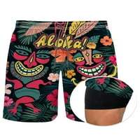 Bomotoo Men Bottoms облицовка на плажни къси панталони с висока талия Лято кратки панталони Хавайски плажни дрехи тренировки мини панталони wydkrg 2xl