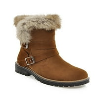 Жени зимни топли снежни ботуши с ниски токчета fau fur buckles fashion boots