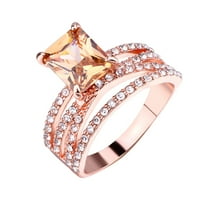 Пръстени за жени Коледни продажби сделки Темперамент Диамантен геометричен квадрат Розов златен пръстен Бижута за момичета Женски пръстен на клирънс