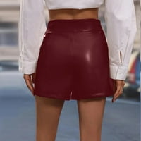 Zip назад прави дънки с висока талия дрехи Жени плисирани еластични долни кльощави каросерии, изпъстрени с широк крак Pu кожени панталони жени