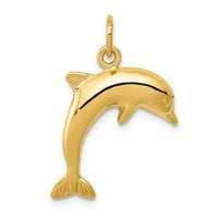 14k жълто злато делфин чар висулка