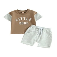 Coduop Toddler Baby Kids Boys Letter Тениска с тениска с къси ръкави лятно облекло 0- години