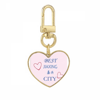 Jiaxing City Icon Art Deco Fashion Gold Heart Keychain Metal Keyring притежател