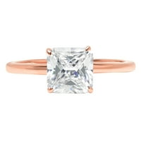 1. CT Brilliant Asscher Cut Clear Simulated Diamond 18K Rose Gold Politaire Ring SZ 5.5