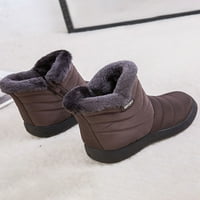 Женски зимен топъл фиш върху снежни ботуши fau fur, облицовани ежедневни обувки за среден теле